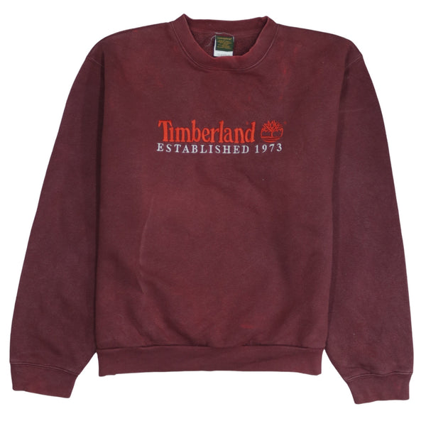 Timberland 90's Spellout Crew Neck Sweatshirt Large Red