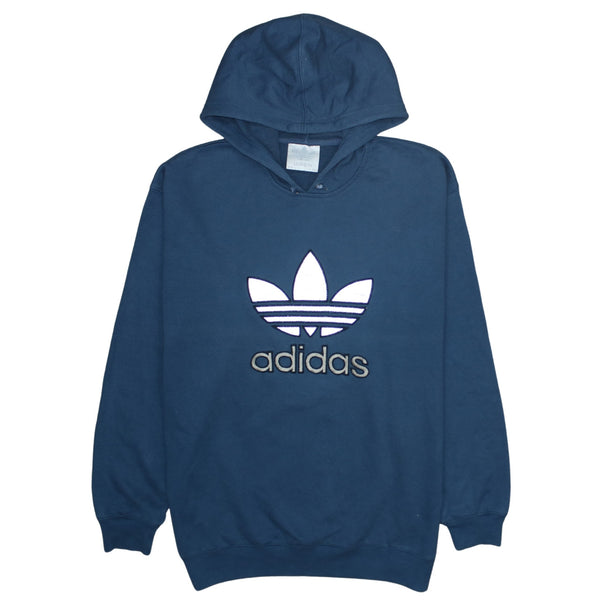 Adidas 90's Spellout Pullover Hoodie Medium Blue
