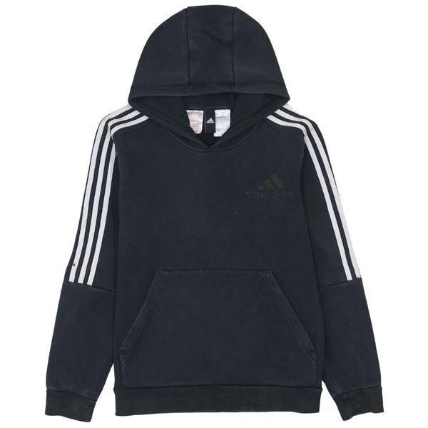 Adidas 90's Black Striped Sleeve Pullover Hoodie - Women's Medium