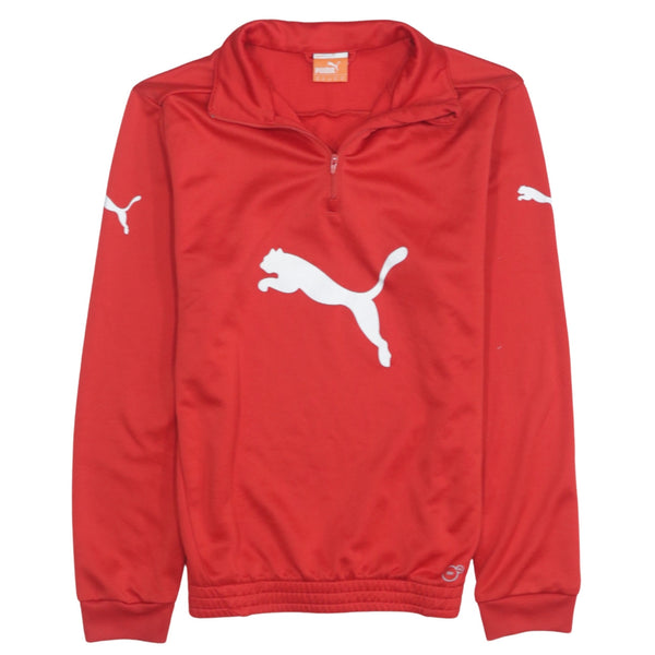 Puma Vintage 90's Spellout Red Quarter Zip Sweatshirt XS Men