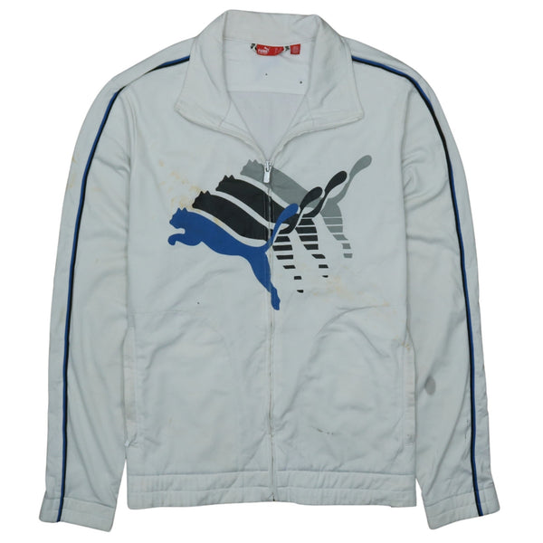 Puma 90's Spellout Full Zip Up Sweatshirt Small White