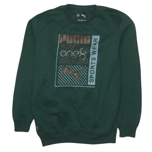 Puma Vintage 90's Spellout Crew Neck Sweatshirt XL Green Top
