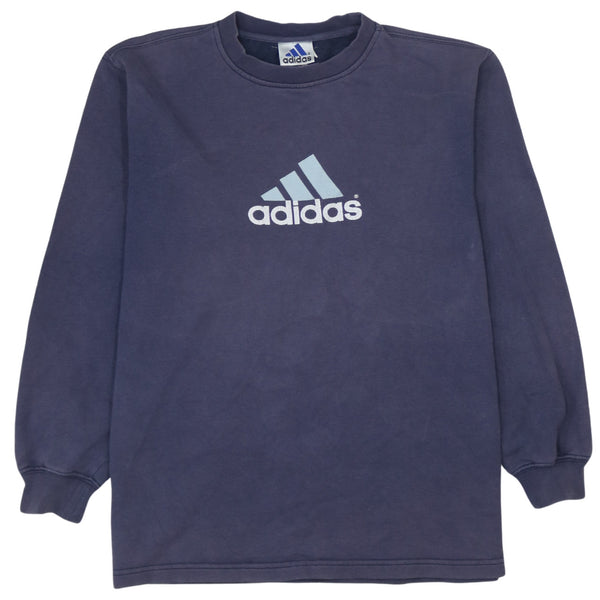 Adidas 90s Vintage Spellout Crew Neck Sweatshirt Women's XLarge Navy Blue