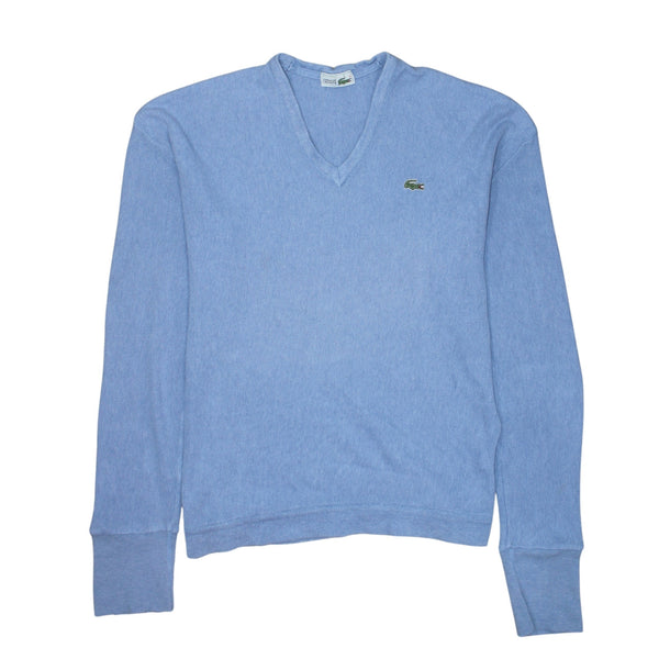 Lacoste 90's Lightweight V Neck Sweatshirt Medium  Blue
