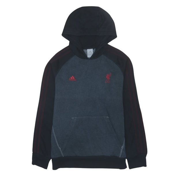 Adidas 90's Black Vintage Pullover Hoodie with Drawstring Pockets - Men's Medium