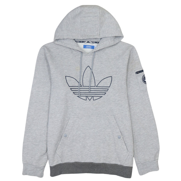 Adidas 90's Spellout Grey Hoodie - Vintage Medium