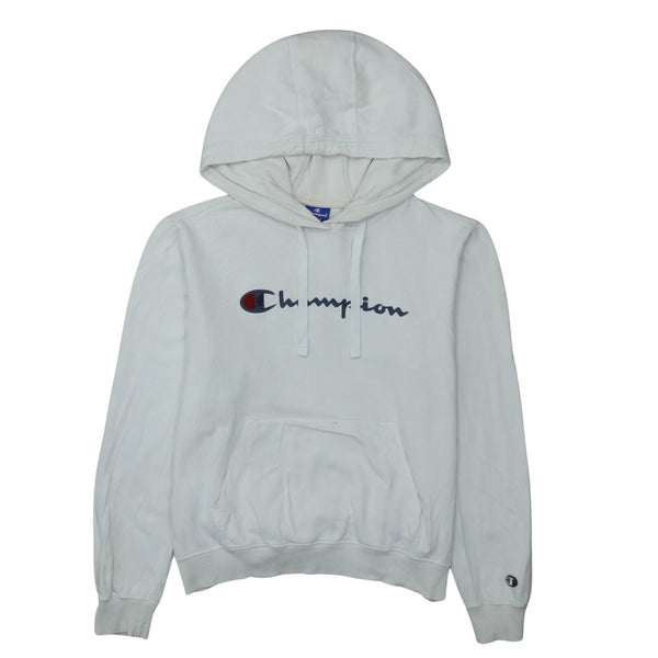 Champion 90's Vintage Spellout Pullover Hoodie Small White