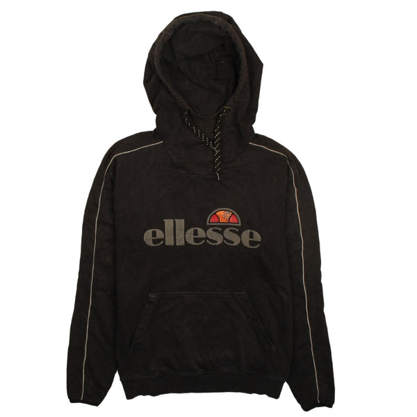 Ellesse 90's Black Spellout Pullover Heavy Hoodie Women's XLarge