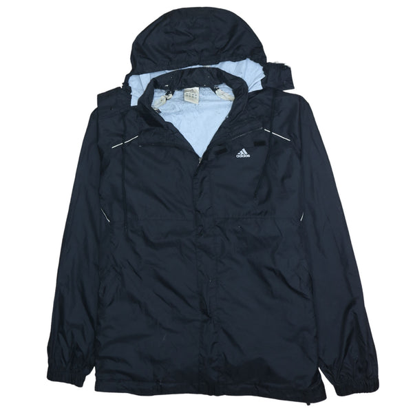 Adidas 90's Black Hooded Full Zip Windbreaker XXLarge (2XL)