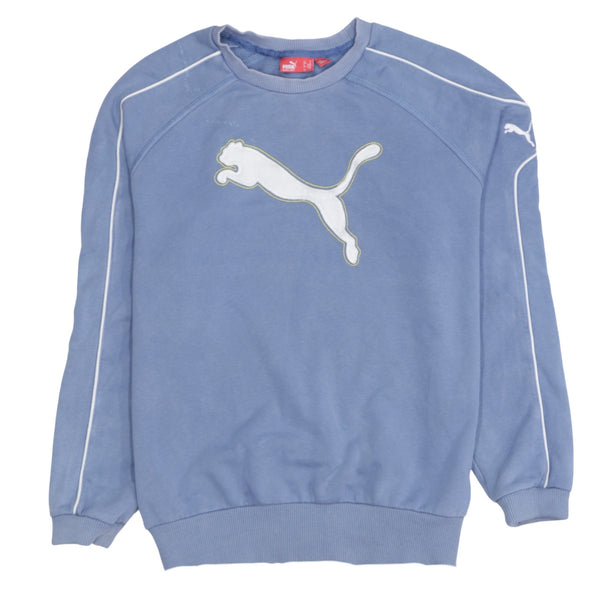 Puma 90's Spellout Crew Neck Sweatshirt Small Blue