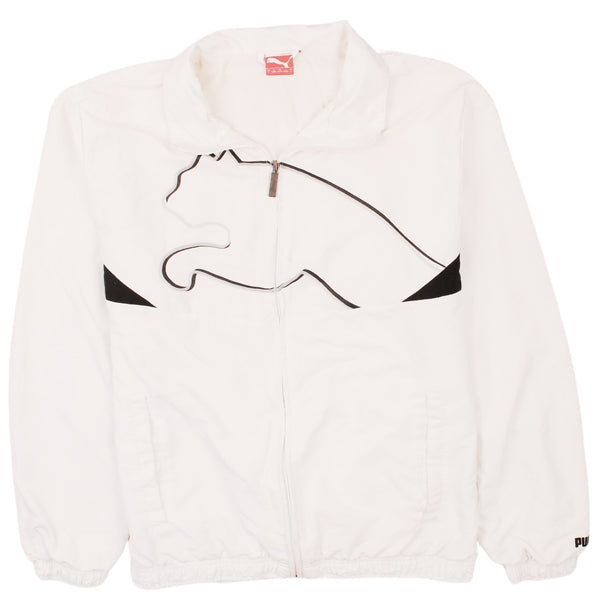 Puma Men's 90s Vintage Lightweight Windbreaker Jacket - Large White