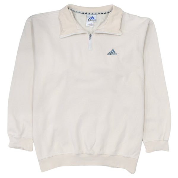 Adidas 90's Lightweight Quarter Zip Sweatshirt Medium Beige Cream