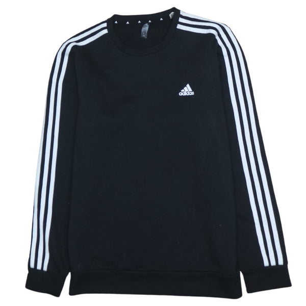 Adidas 90's Striped Sleeve Crew Neck Sweatshirt Medium Black