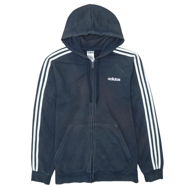 Adidas Men's Large Navy Blue 90's Striped Sleeve Hoodie