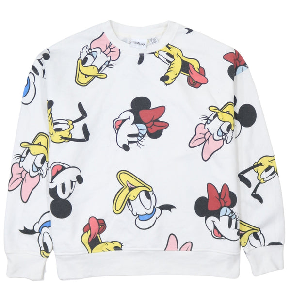 Disney 90's Lightweight Crew Neck Sweatshirt Small White