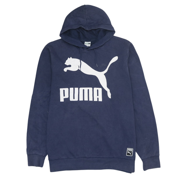 Puma 90's Vintage Navy Blue Spellout Pullover Hoodie Men's 2XL