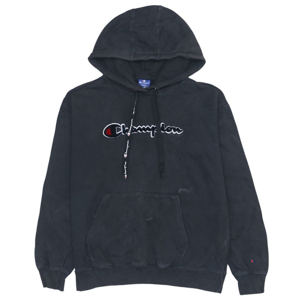 Vintage 90's Champion Spellout Pullover Hoodie Small Black Cotton