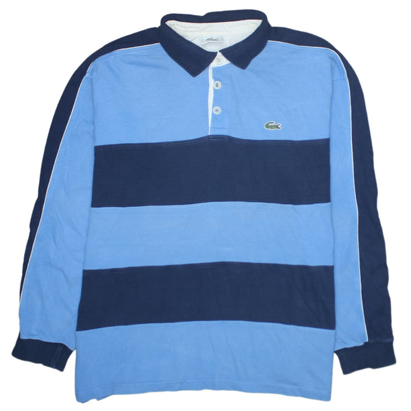 Lacoste 90's Long Sleeve Quarter Button Polo Shirt Large Blue