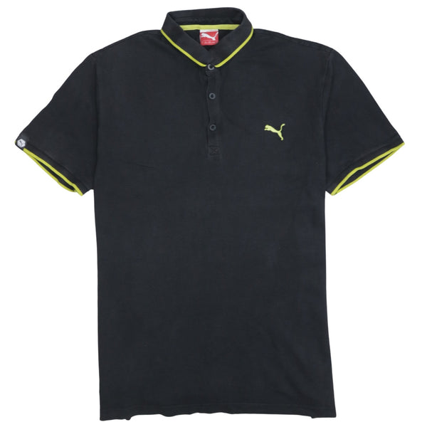 Puma 90's Short Sleeves Quarter Button Polo Shirt Large Black