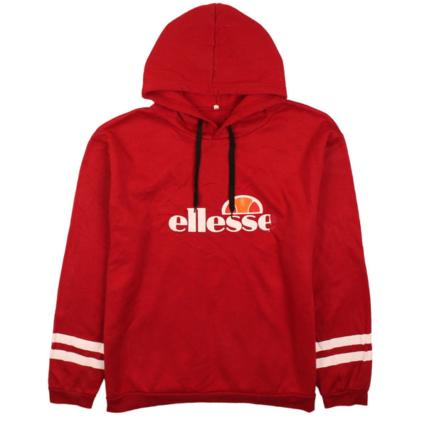 Ellesse 90's Spellout Pullover Hoodie XLarge Red