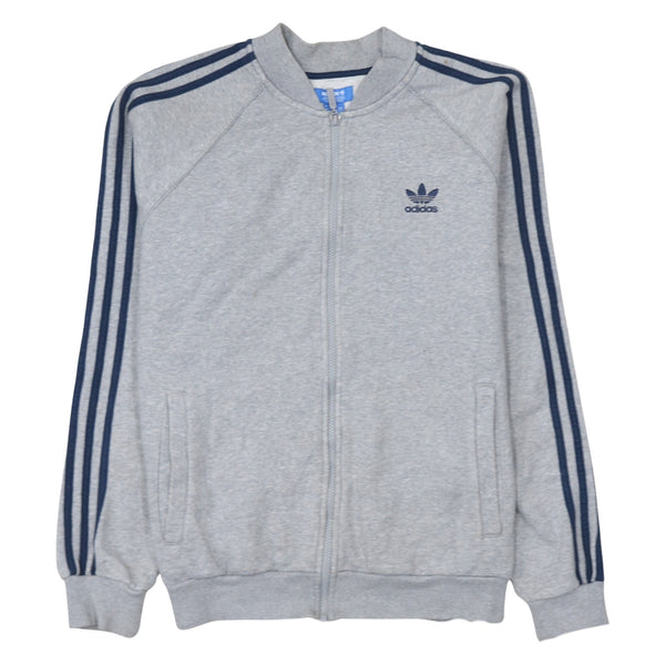 Adidas 90's Striped Sleeve Full Zip Up Sweatshirt Large Grey