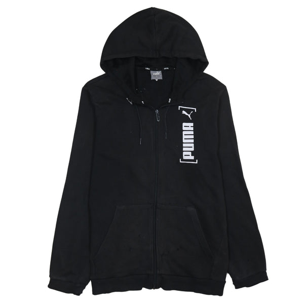 Puma 90's Drawstring Pockets Full Zip Up Hoodie Large Black