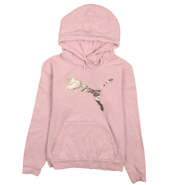Puma Women's Pink 90's Pullover Hoodie Small, Retro, Spellout Logo