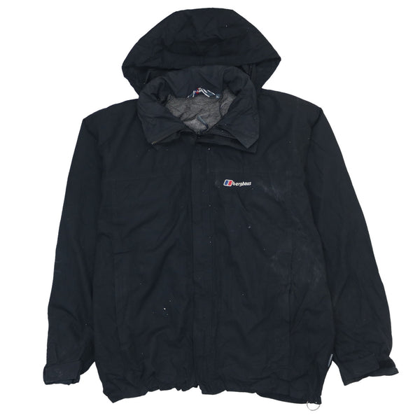 Berghaus 90's Hooded Full Zip Up Windbreaker XLarge Black