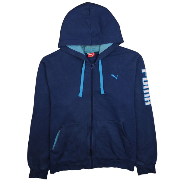 Puma 90's Vintage Large Blue Sportswear Hoodie Full Zip Up