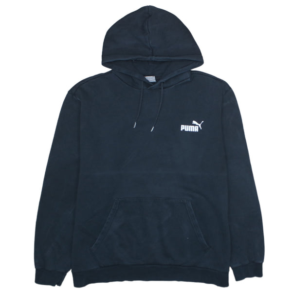 Puma Vintage 90's Black Drawstring Hoodie, XL Pullover with Pockets