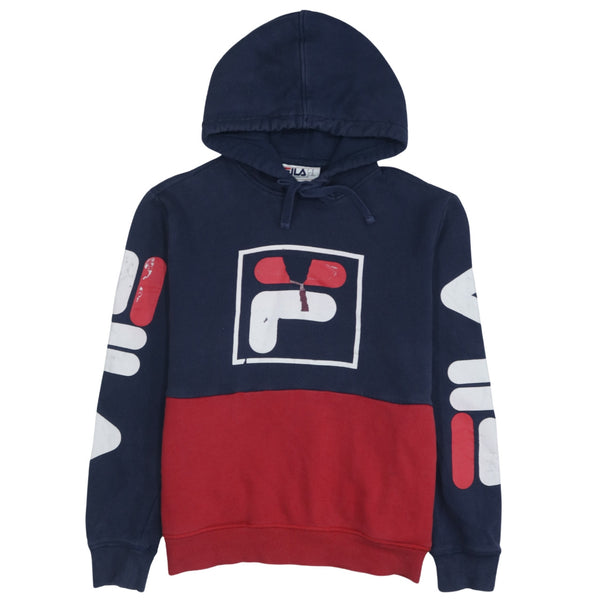 Fila 90's Vintage Spellout Pullover Hoodie XSmall Navy Blue