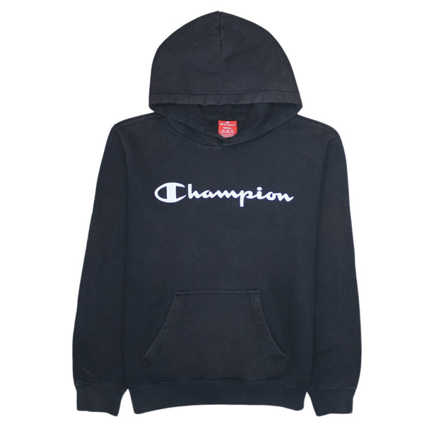 Champion 90's Spellout Pullover Hoodie Small Black
