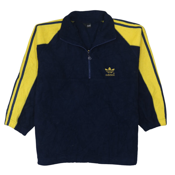 Adidas 90's Striped Sleeve Quarter Zip Fleece Jumper Medium Navy Blue