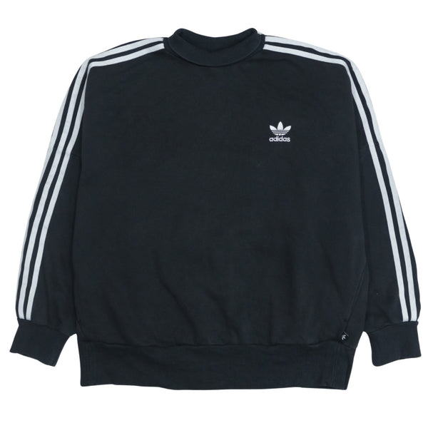 Adidas Vintage 90's Black Striped Sleeve Crew Neck Sweatshirt Women's Medium