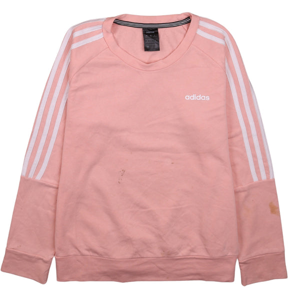 Adidas 90's Pink Medium Crew Neck Sweatshirt Striped Sleeves