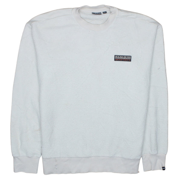 Napapijri 90's Lightweight Crew Neck Fleece Jumper Large  White