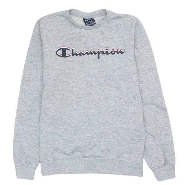Champion 90's XLarge Grey Spellout Crew Neck Sweatshirt Cotton