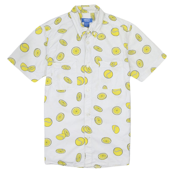 Adidas 90's Vintage White Short Sleeves Button-Up T-Shirt Medium