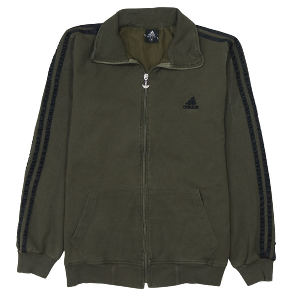 Adidas 90's Striped Sleeve Full Zip Up Sweatshirt Medium Grey