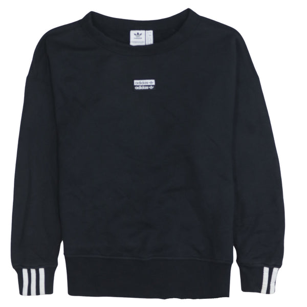 Adidas 90's 3 Stripes Cuffs Crew Neck Sweatshirt Large  Black