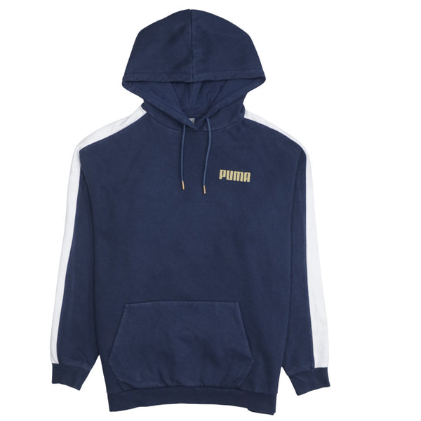 Puma 90's Drawstring Pockets Pullover Hoodie Medium Navy Blue