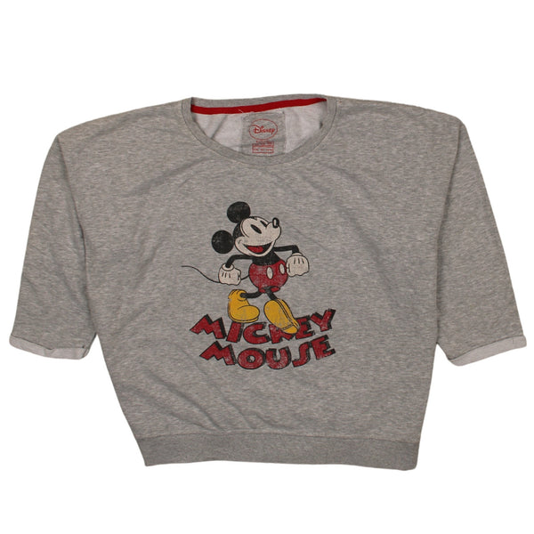 Disney 90s Mickey Mouse Crew Neck Sweatshirt XXL Grey Vintage