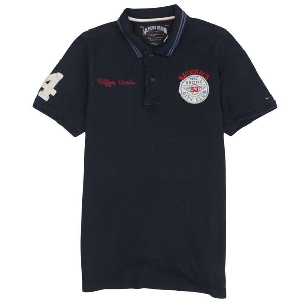 Tommy Hilfiger 90's Short Sleeves Quarter Button Polo Shirt Medium Black