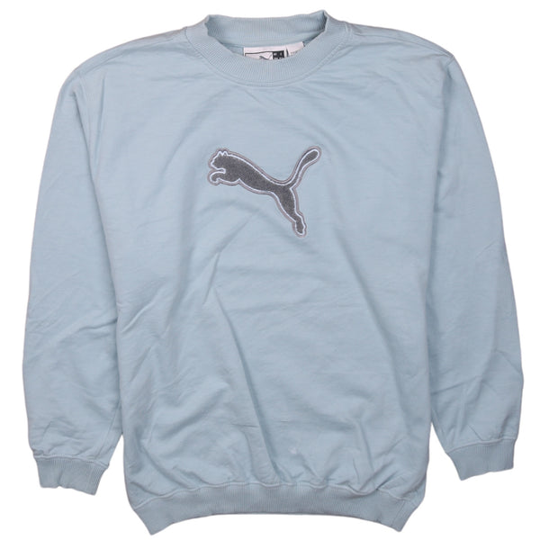 Puma Vintage 90's Spellout Crewneck Sweatshirt Women Large Blue