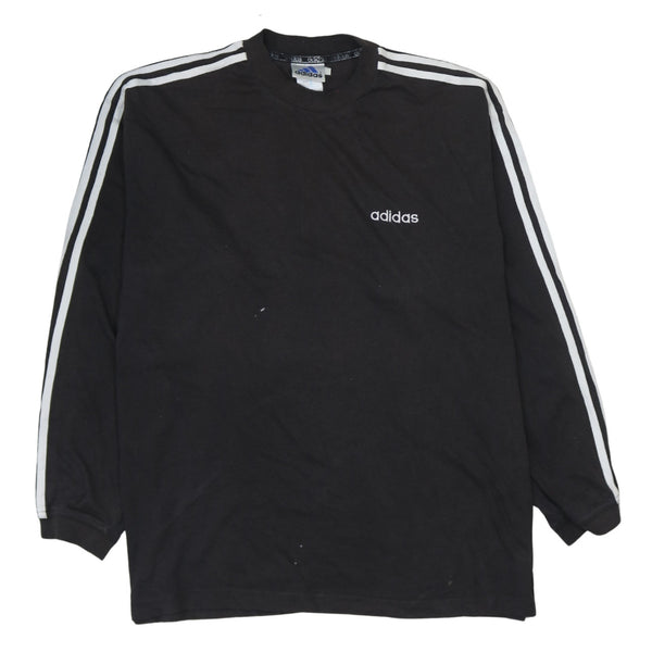 Adidas 90's Striped Sleeve Crew Neck Sweatshirt Medium Black