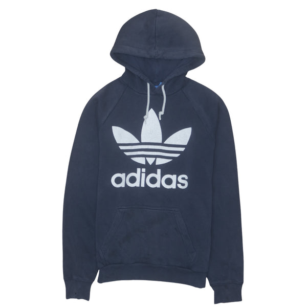 Adidas Vintage 90's Pullover Hoodie XSmall Navy Blue Spellout Design