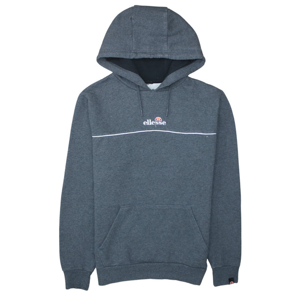 Ellesse 90's Drawstring Pockets Pullover Hoodie Small  Grey