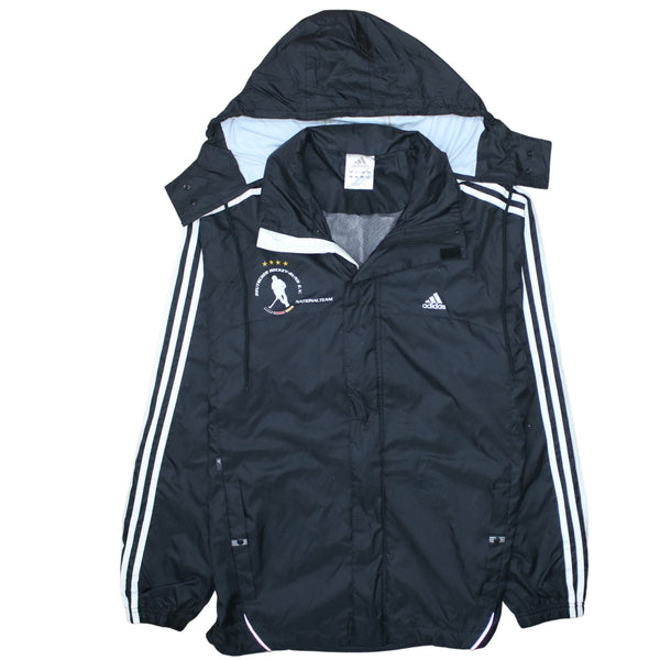 Adidas 90's Striped Sleeve Full Zip Up Windbreaker Small Black