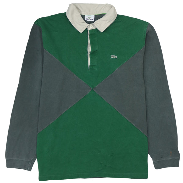 Lacoste 90's Long Sleeve Quarter Button Polo Shirt Large Green