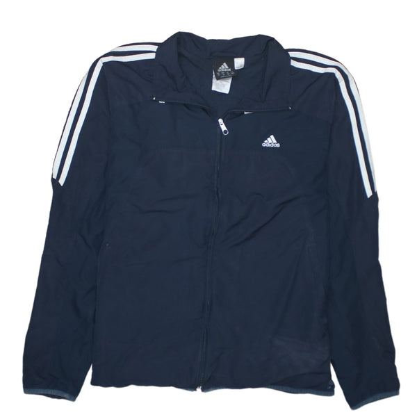 Adidas 90's Striped Sleeve Full Zip Up Windbreaker Medium Navy Blue